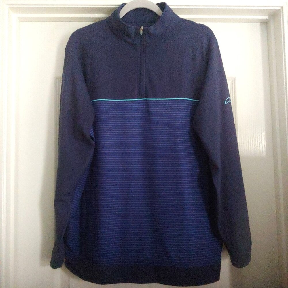 Peter Millar 1/4 Zip Stripe Pullover Golf Camping Dad Soft L